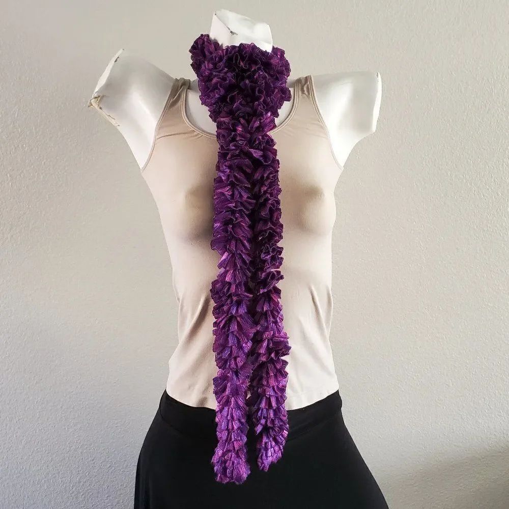 BOGO Scarf Sale - Purple and pink long ruffle scarf